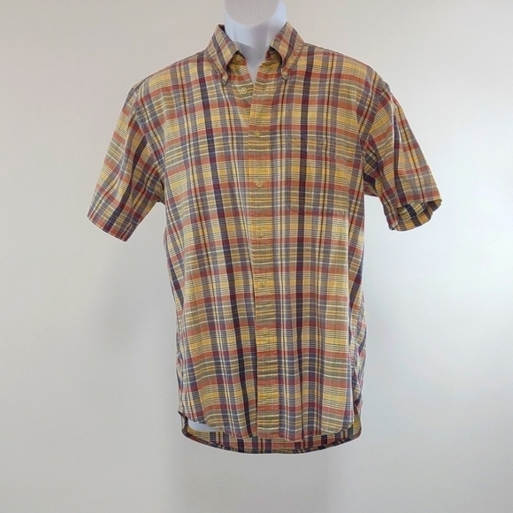 Men's Pendleton 100% cotton short‎ sleeved plaid casual button down